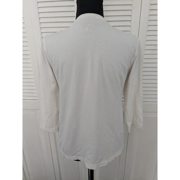 Additions By Chico Shirt Women Sz M/8 (1) Embroidery Gold Beads Fleur Blouse Top - Picture 8 of 10